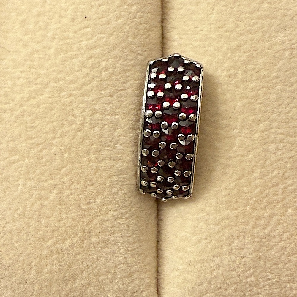 Silver and Bohemian Garnet Earring-One earring.